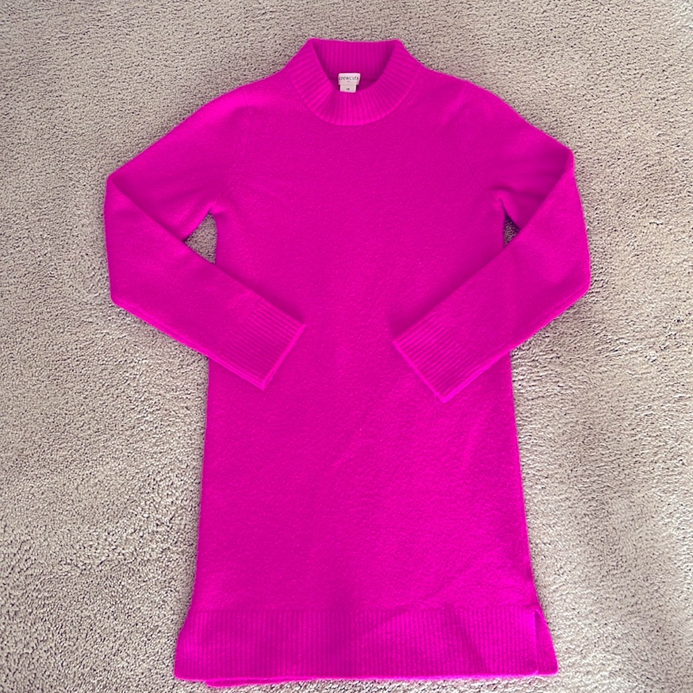 JCrew Factory extra soft hot pink girls sweater dress size 12. Like new.